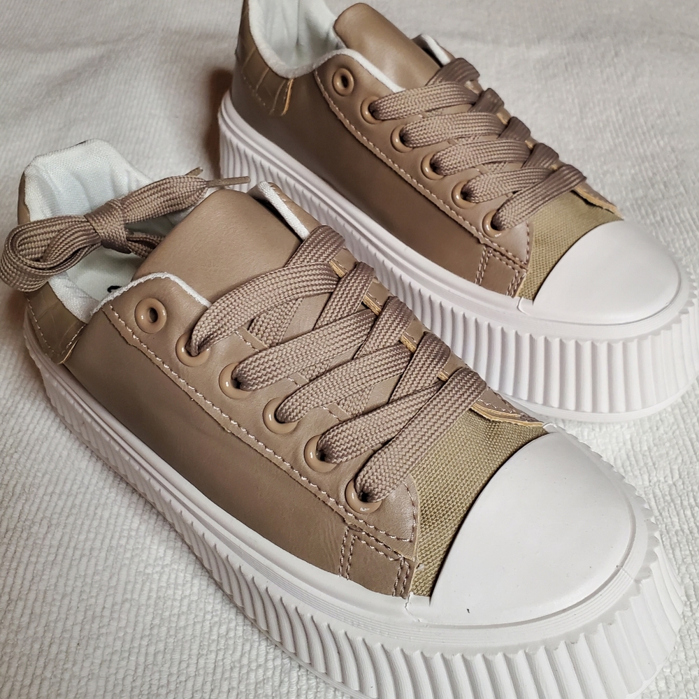 Qupid Super Chunky Sneakers Tan/Taupe